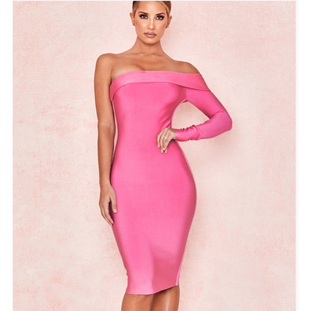 House of CB Pink One Shoulder Dress